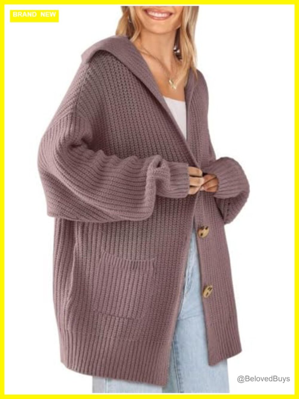 Oversized Sailor Collar Button Cardigan Chunky Knit Long Sleeve Sweater Coat
